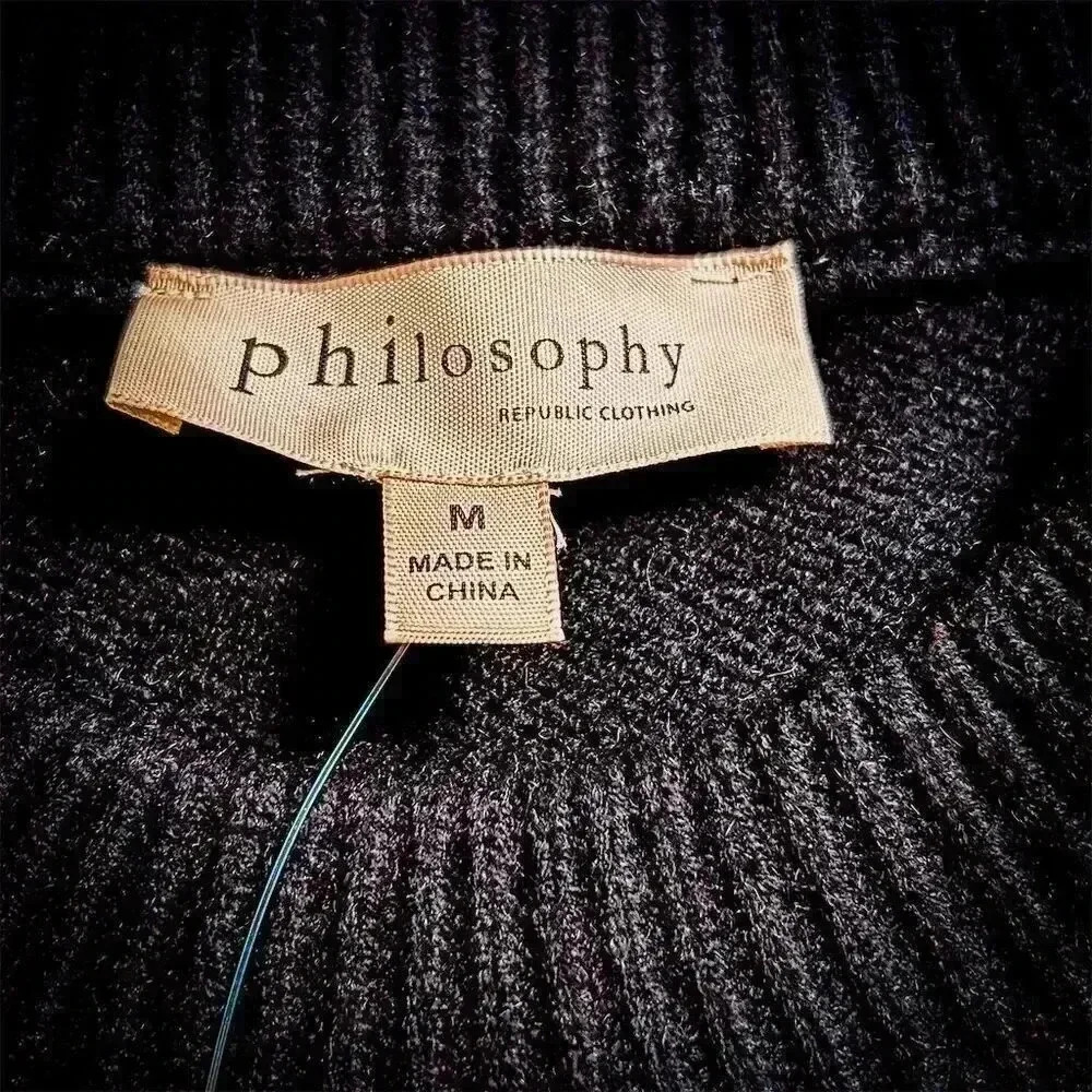 Philosophy Republic Striped Sweater Black Orange Women’s Medium M | Bold Knit - Picture 2 of 8